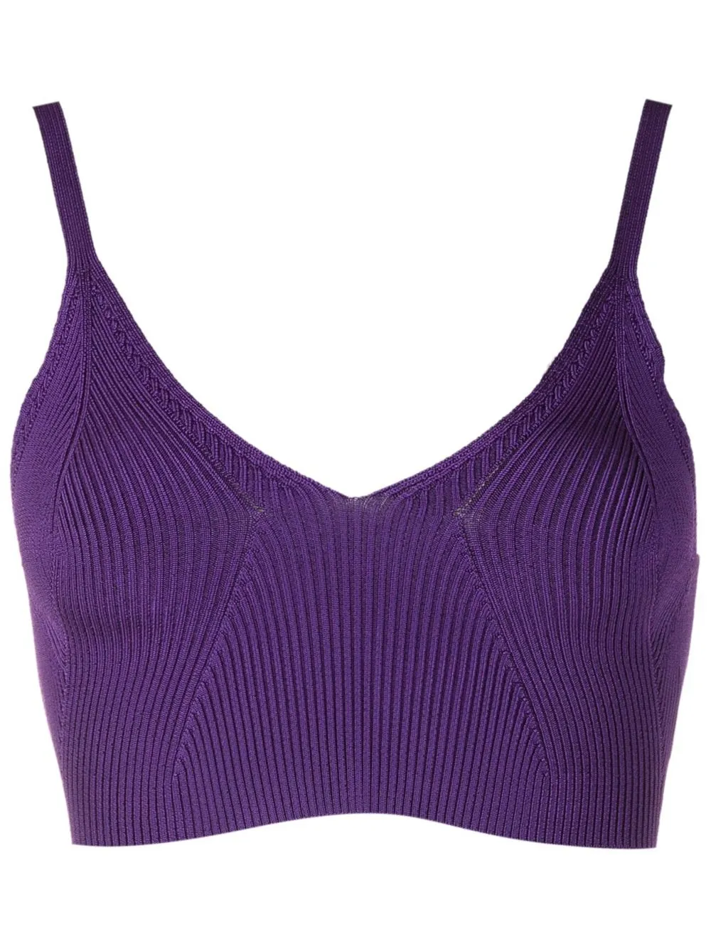 Andrea Bogosian Fine-ribbed Scoop-neck Crop Top In Purple