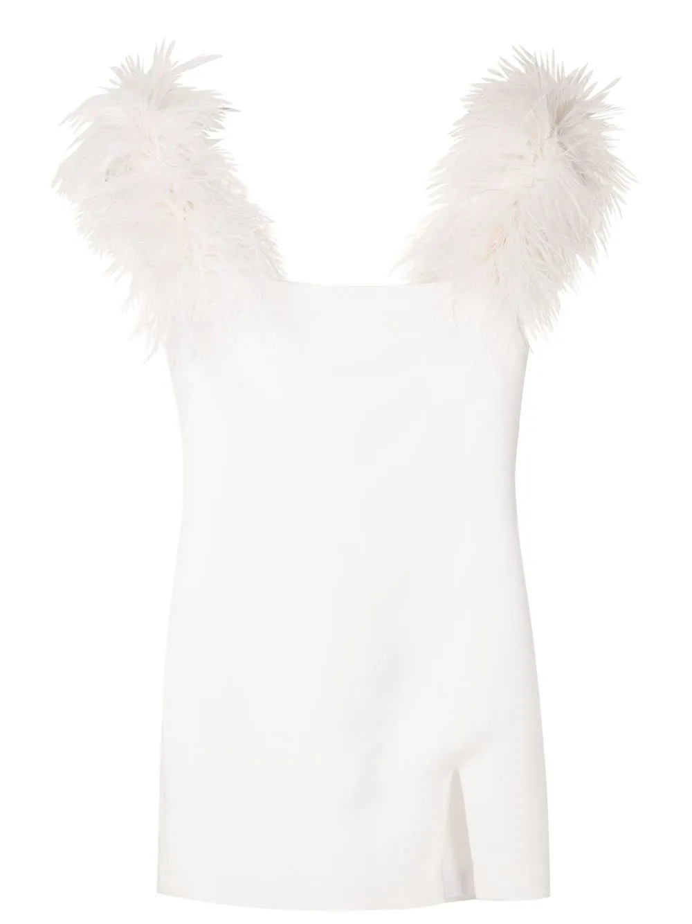 Andrea Bogosian Feather-trimmed Mini Dress In White
