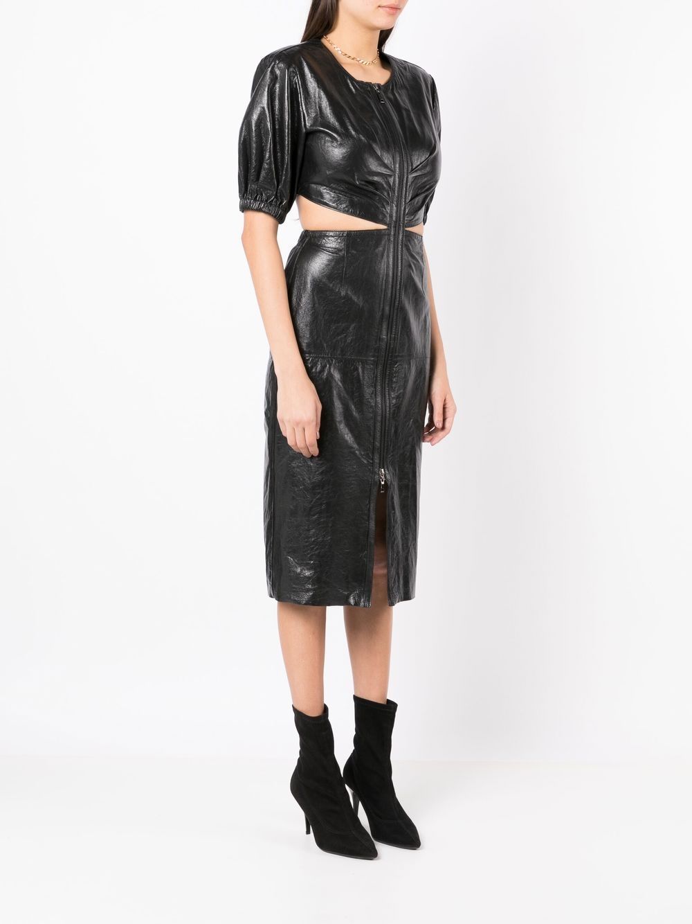 Andrea Bogosian Cut out-detail Ruched Leather Dress - Farfetch