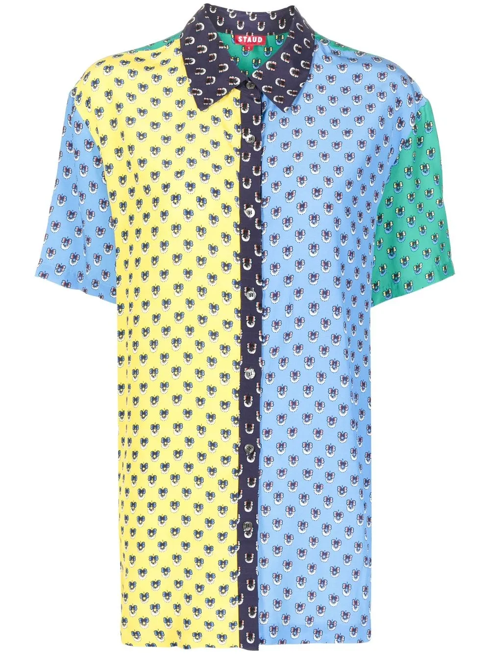 

STAUD geometric-print panelled shirt - Yellow