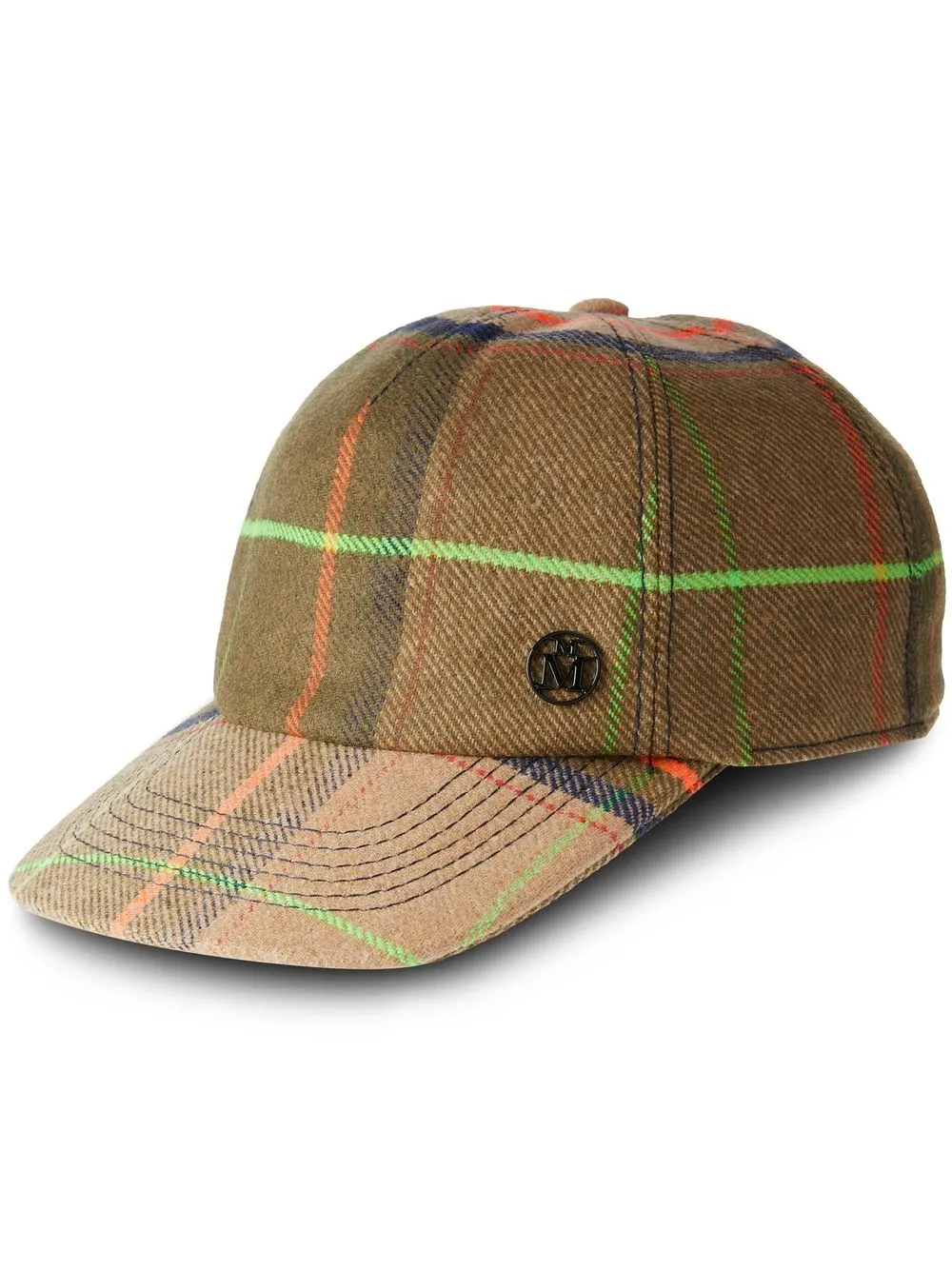 

Maison Michel Nao tartan check cap - Neutrals