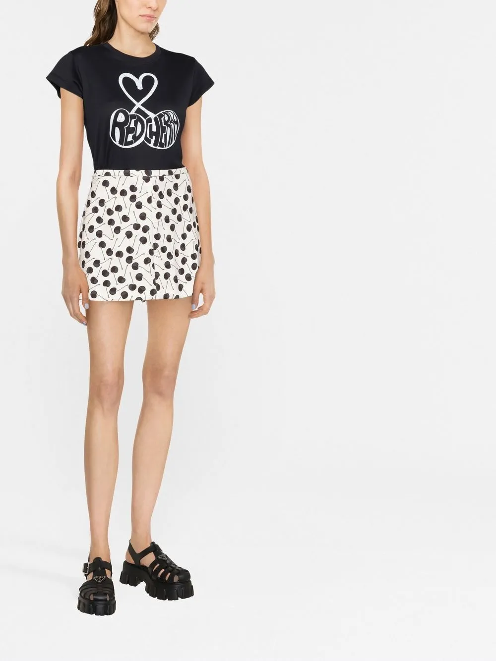  Red Valentino Cherry-print Mini Skort - Neutrals 