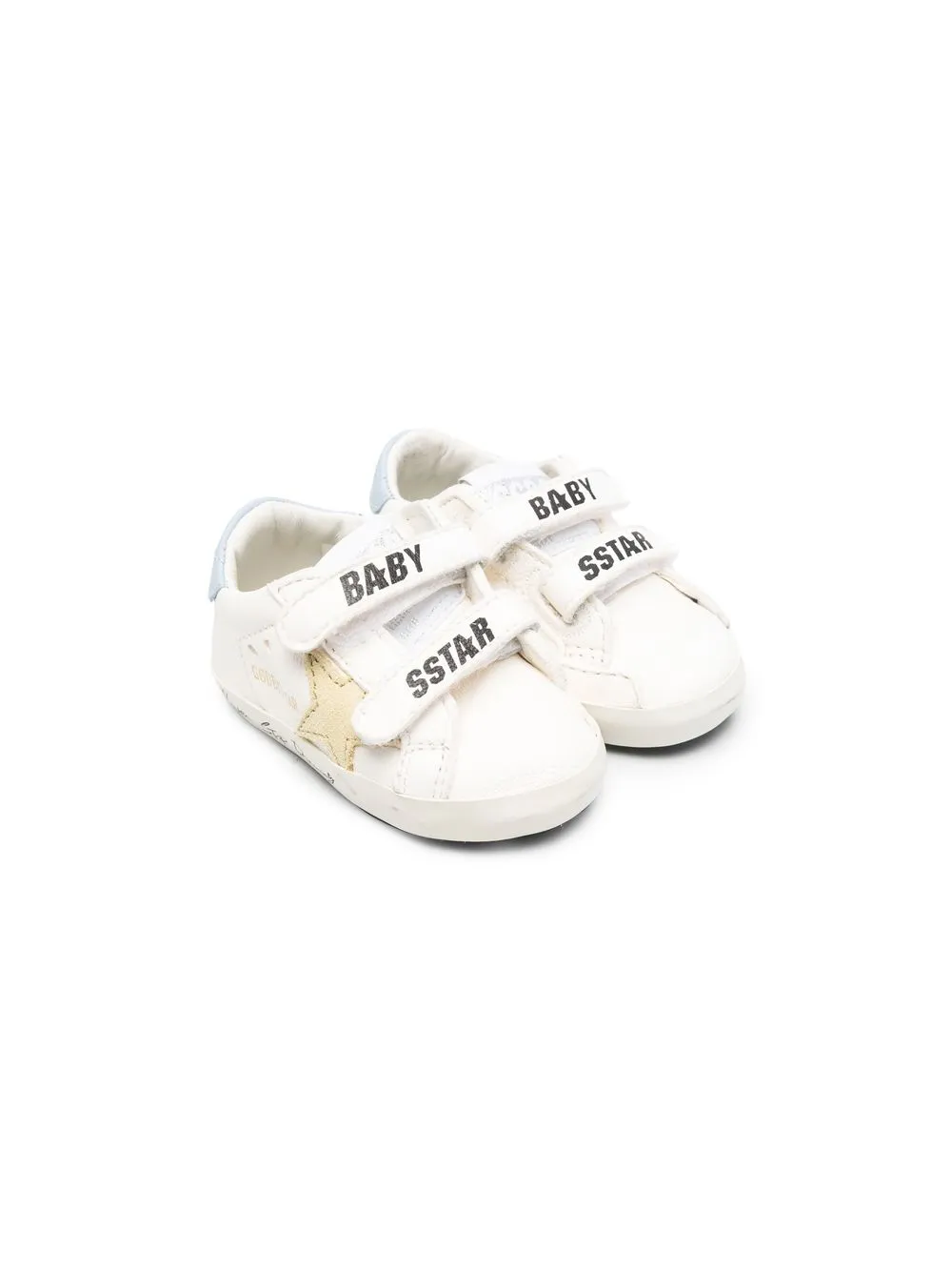 

Golden Goose Kids tenis con cierre autoadherente y eslogan estampado - Blanco