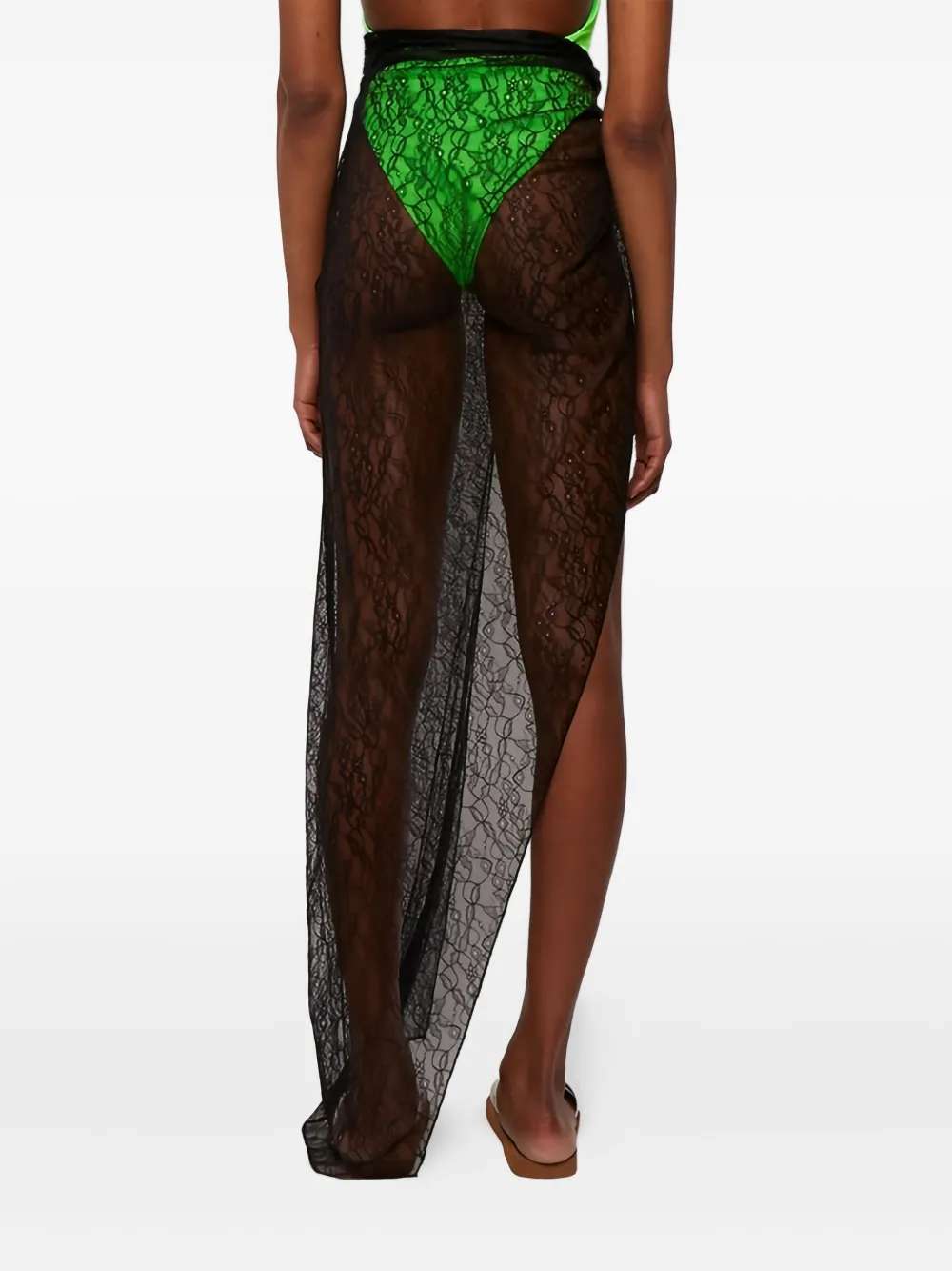 Laquan Smith Lace Wrap Cover-up In Black