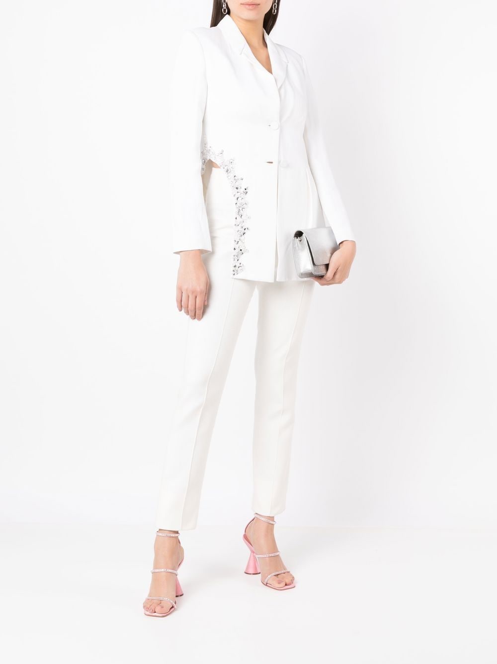 Shop Andrea Bogosian Carter Embellished Blazer In White