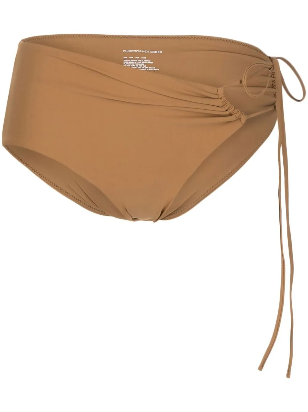 

Christopher Esber ruched side-tie bikini bottoms - Brown