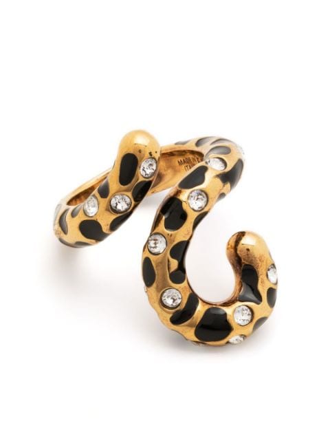Lanvin crystal-embellished sculpted ring