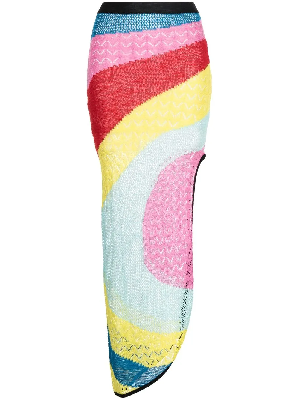 

STAUD striped asymmetric knitted skirt - Multicolour