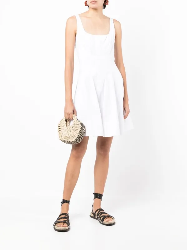 STAUD Wells Pleated Mini Dress | White | FARFETCH KW