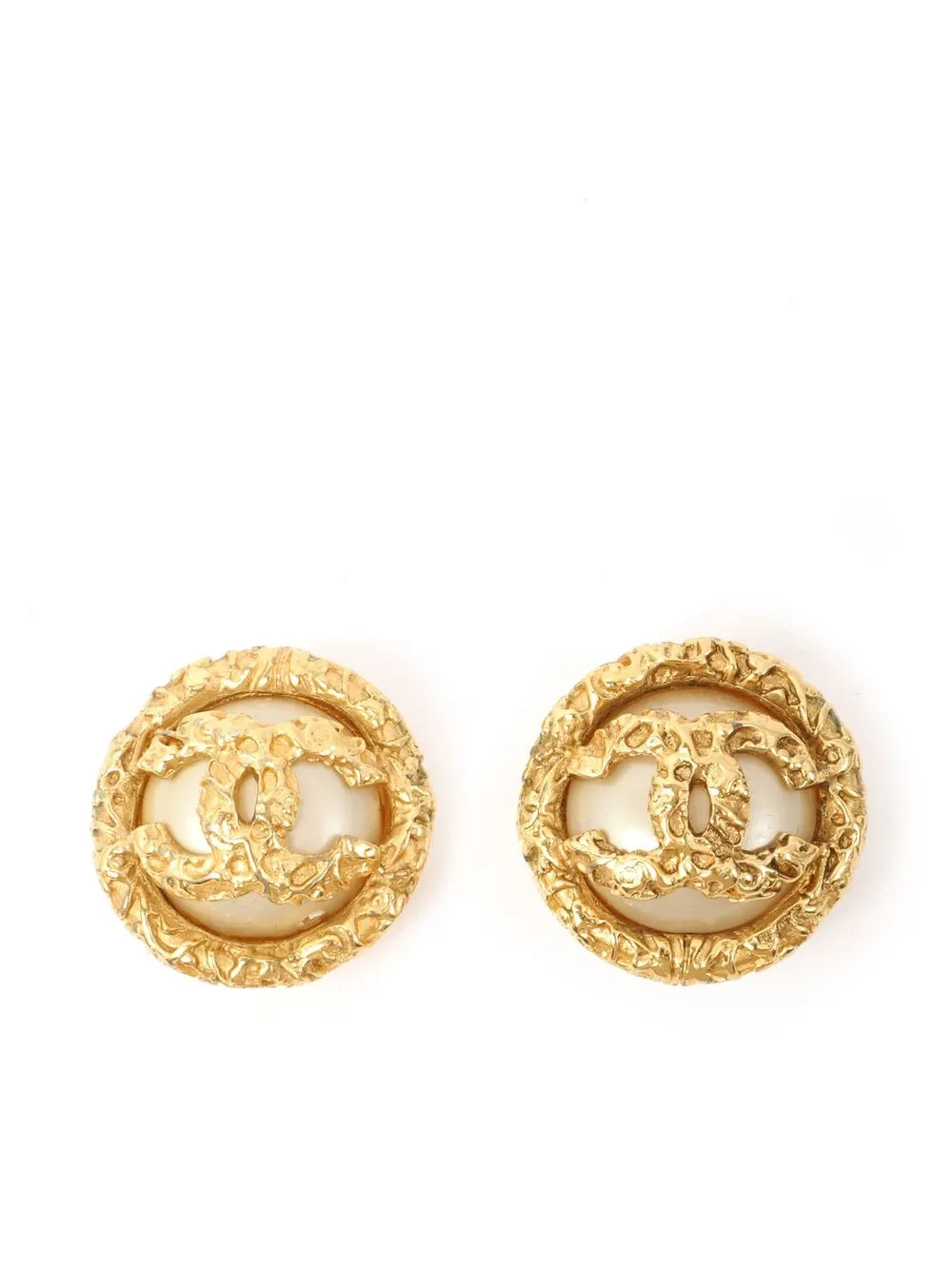 

CHANEL Pre-Owned 1995 CC faux-pearl clip-on earrings - Gold