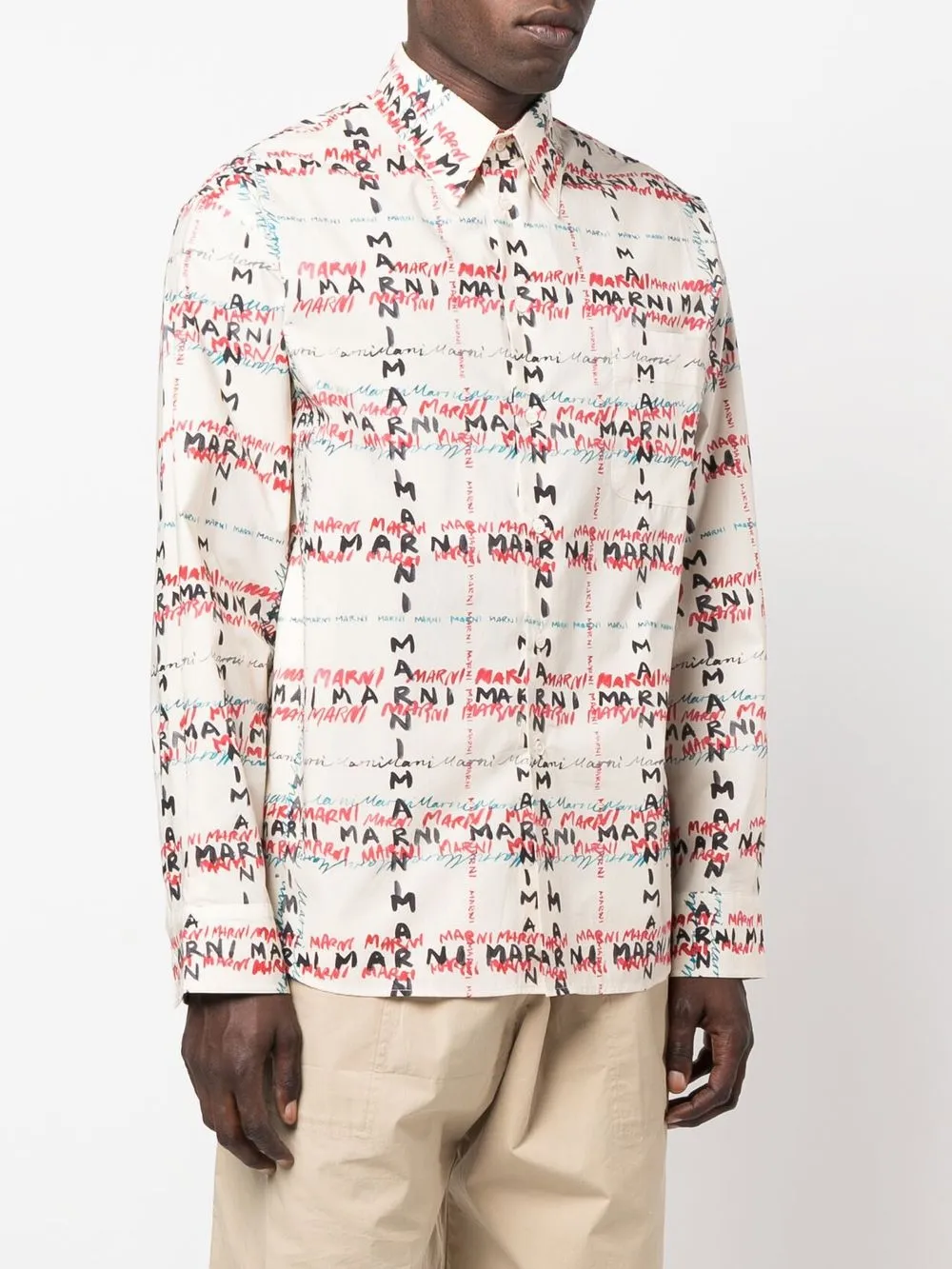  Marni Hemd Mit Logo Print   Nude 