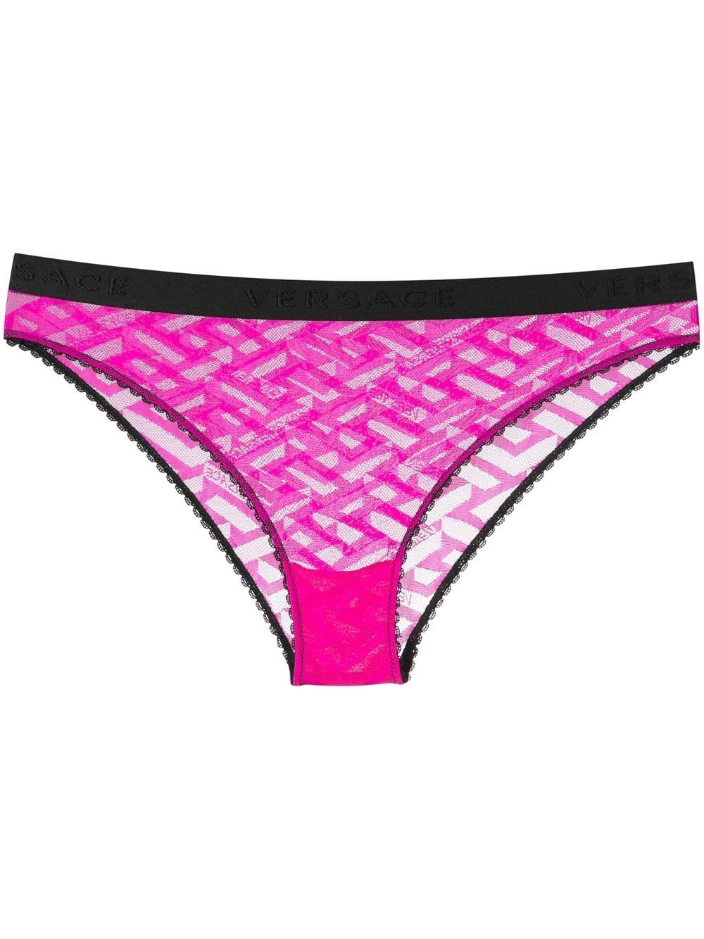 Shop Versace All-over Monogram-pattern Briefs In Pink
