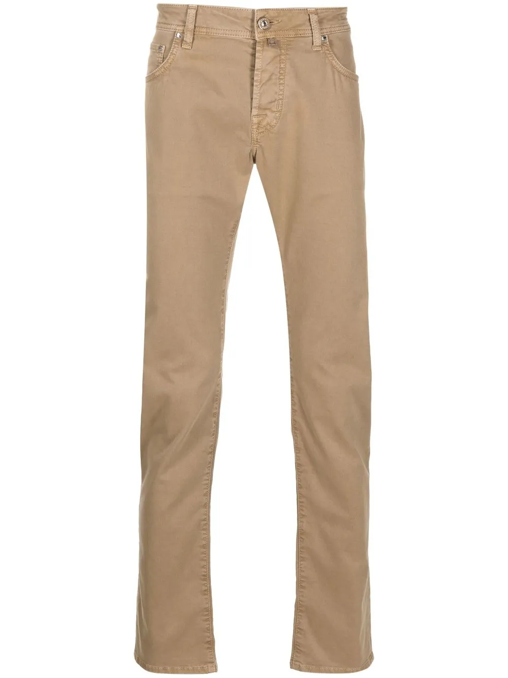 

Jacob Cohën five-pocket logo-tag straight-leg trousers - Neutrals