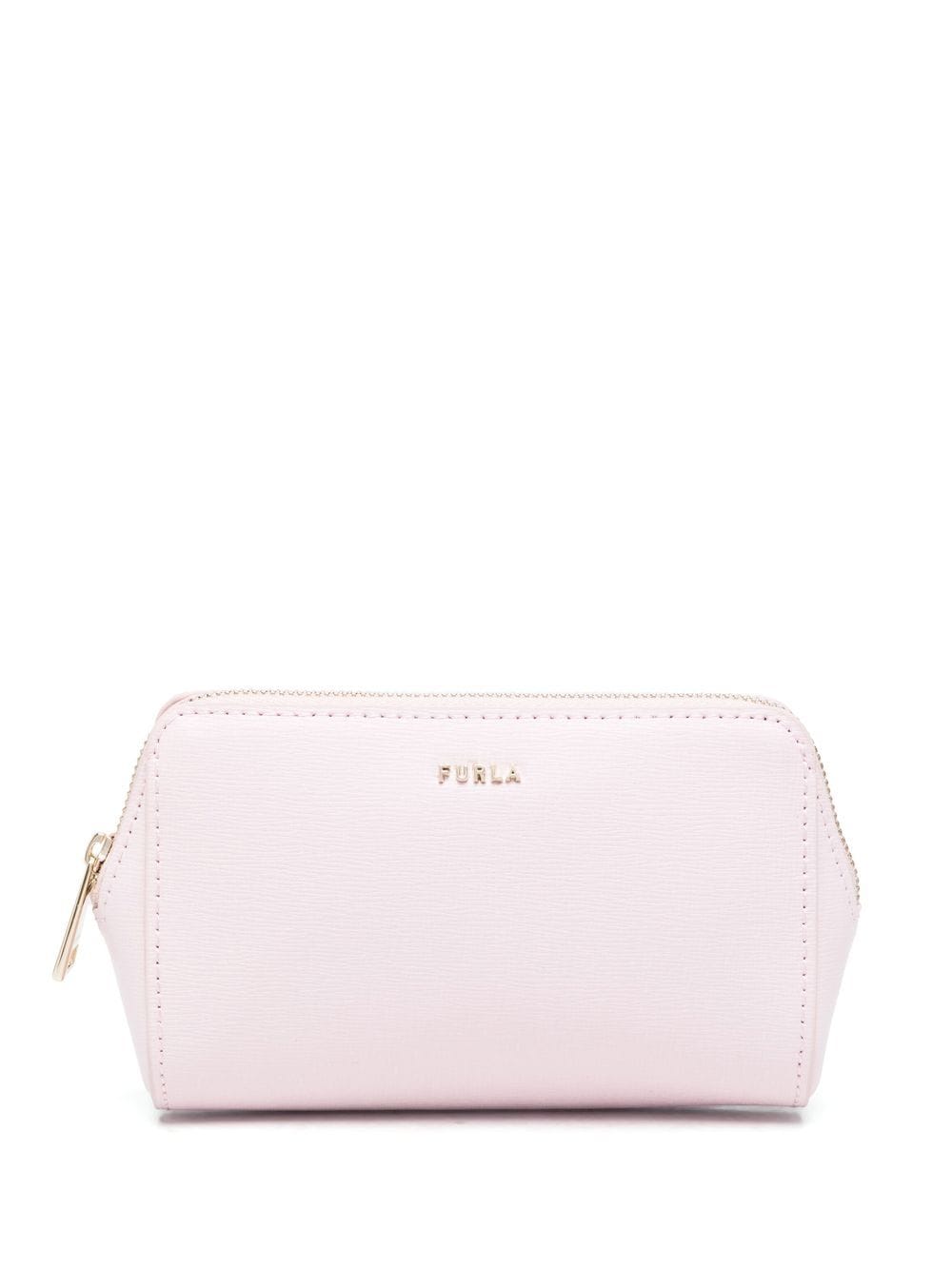 Furla Logo-lettered Make-up Bag In Pink