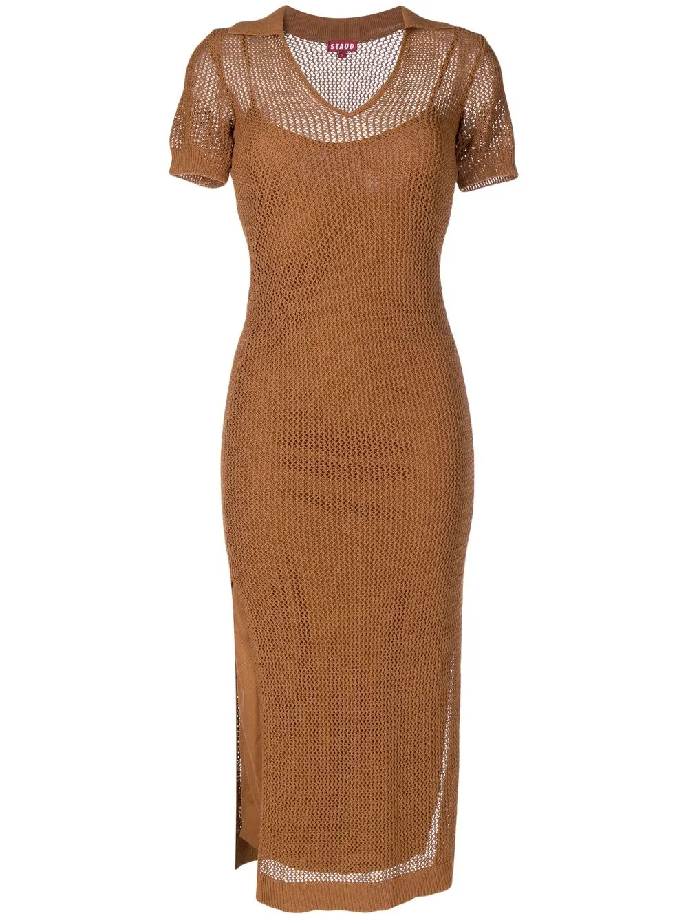 

STAUD lined mesh midi dress - Brown