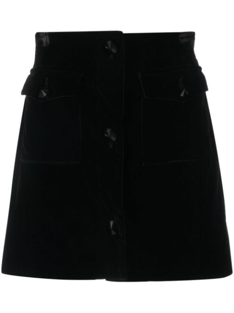 Alessandra Rich button-detail velvet A-line skirt