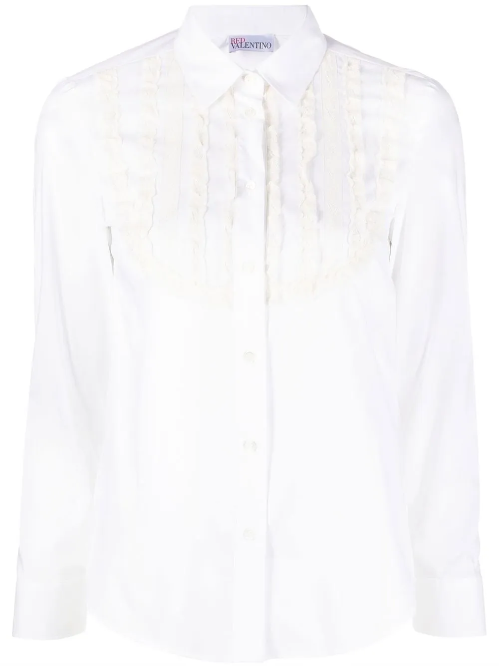 

RED Valentino camisa con botones y encaje - Blanco