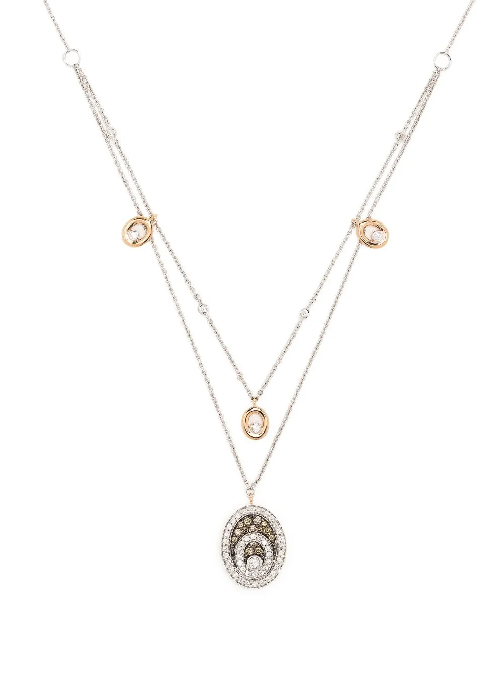 

PONTE VECCHIO 18kt gold Saturno diamond pendant necklace - White