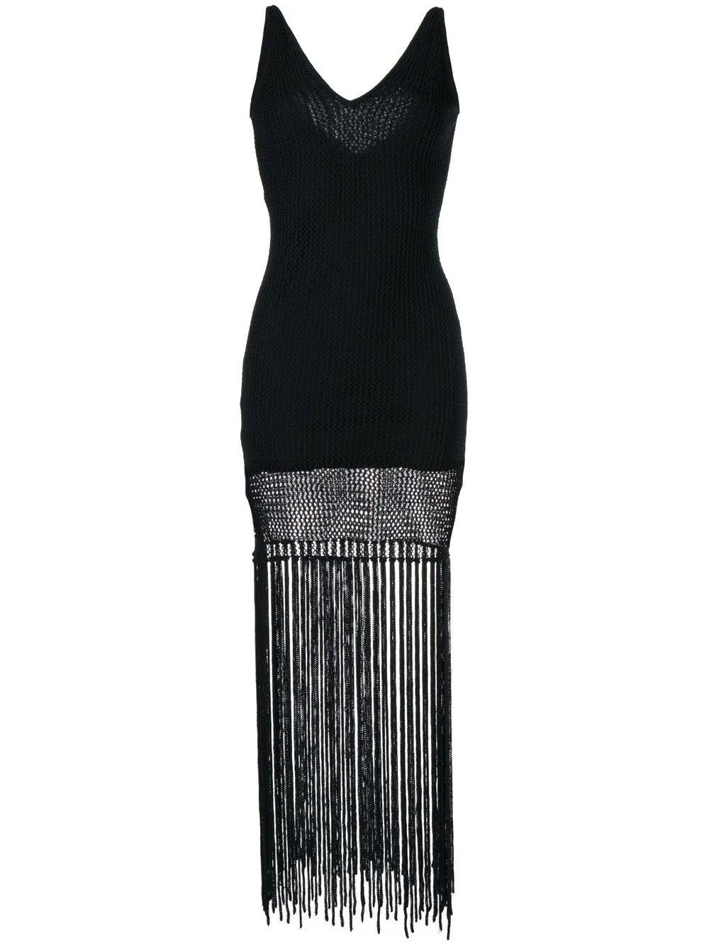 

STAUD layered fringed mini dress - Black