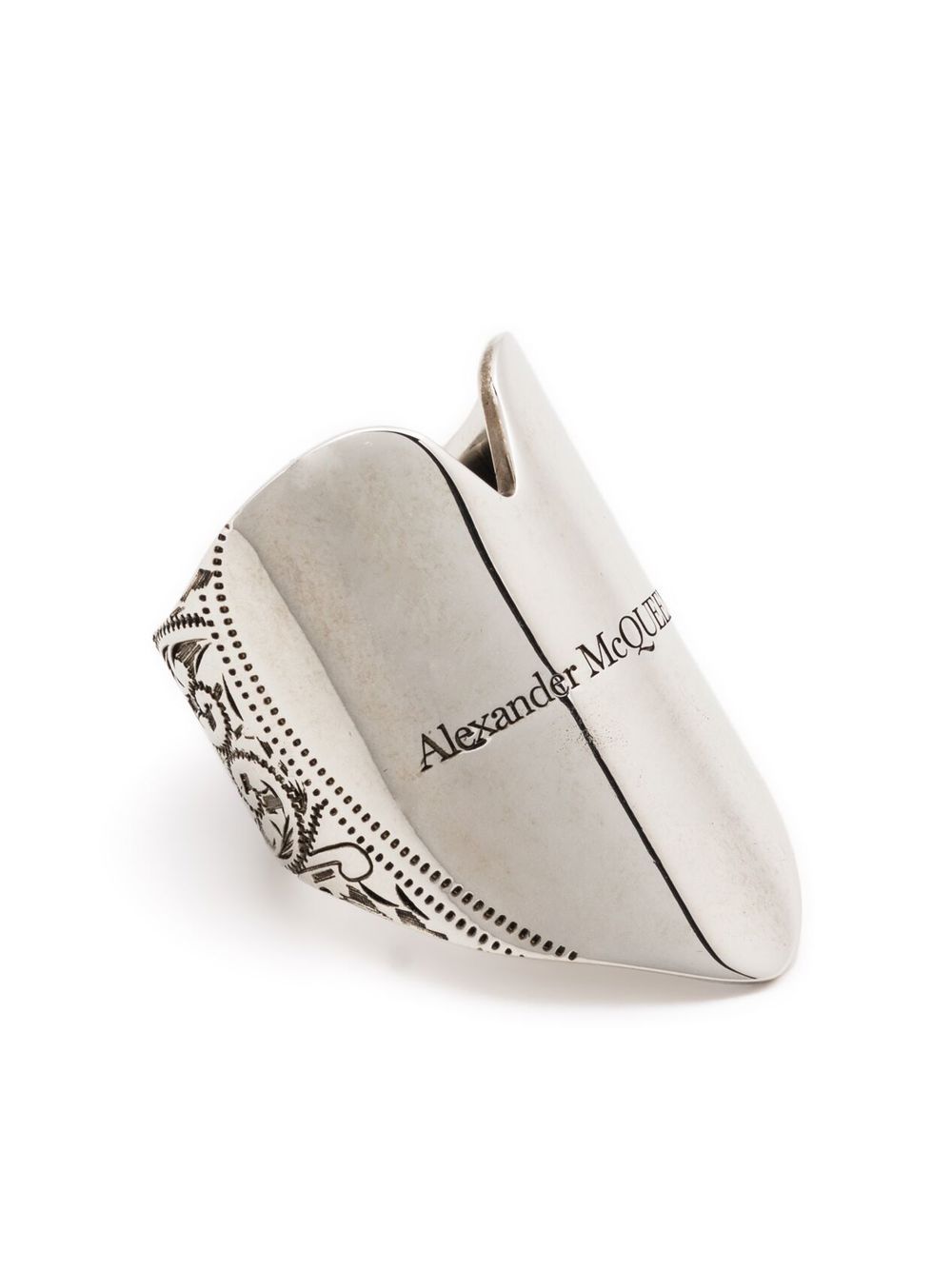 

Alexander McQueen anillo con logo grabado - Plateado