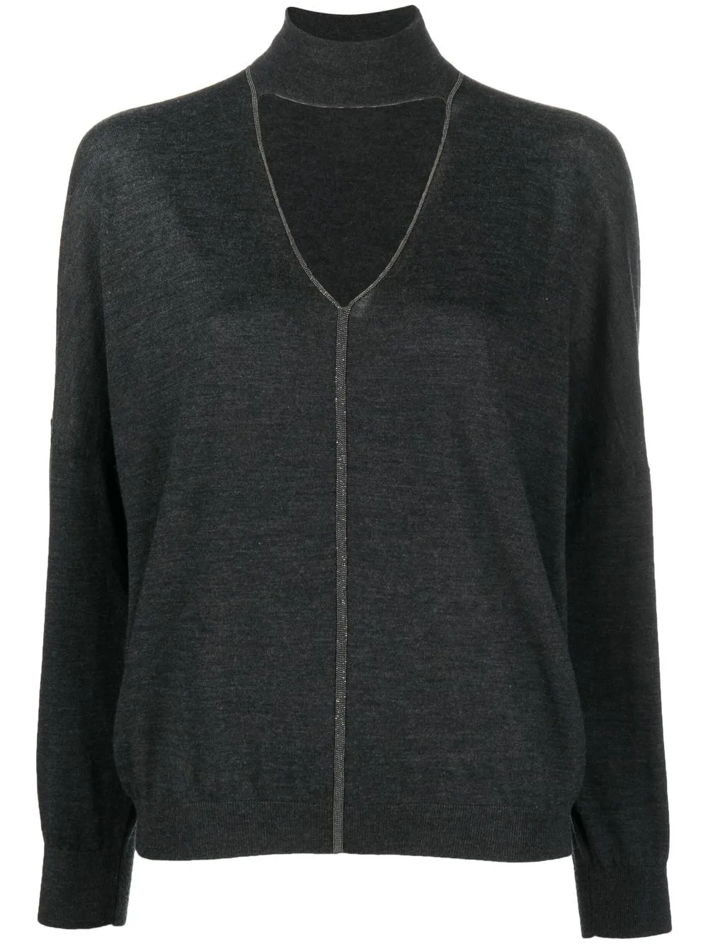 

Brunello Cucinelli cut-out high-neck jumper - Grey