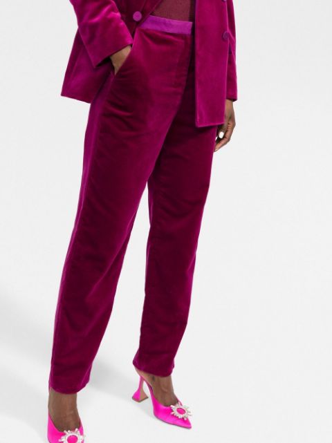 straight-leg velvet trousers