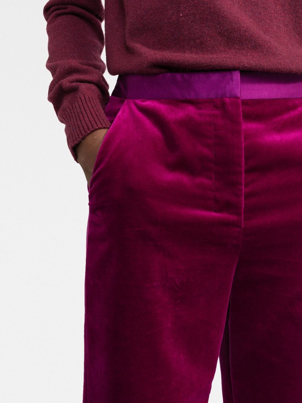 Shop There Was One Straight-leg Velvet Trousers In Purple