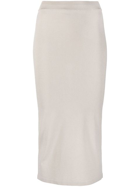 There Was One contrasting-trim knitted midi skirt