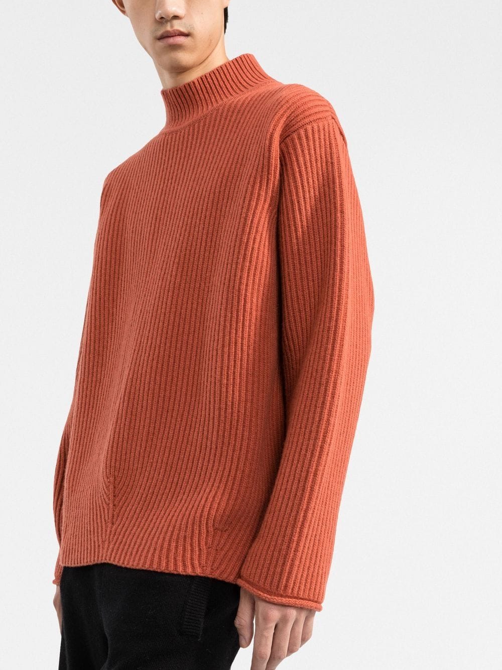 Shop There Was One Mock-neck Ribbed Jumper In Orange