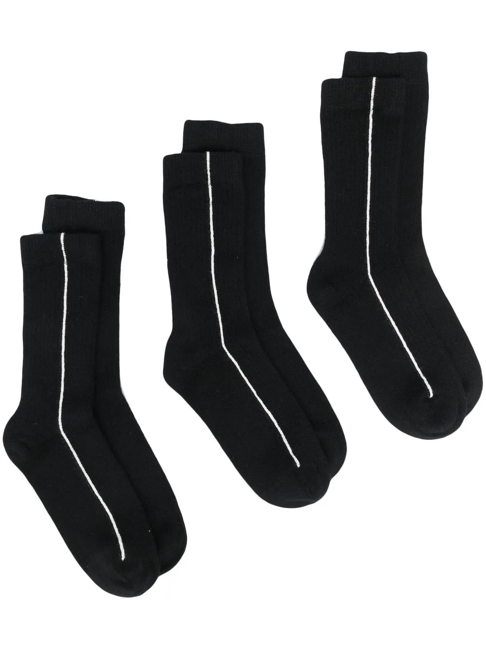 

There Was One three-pack stripe-detail ankle socks - Black