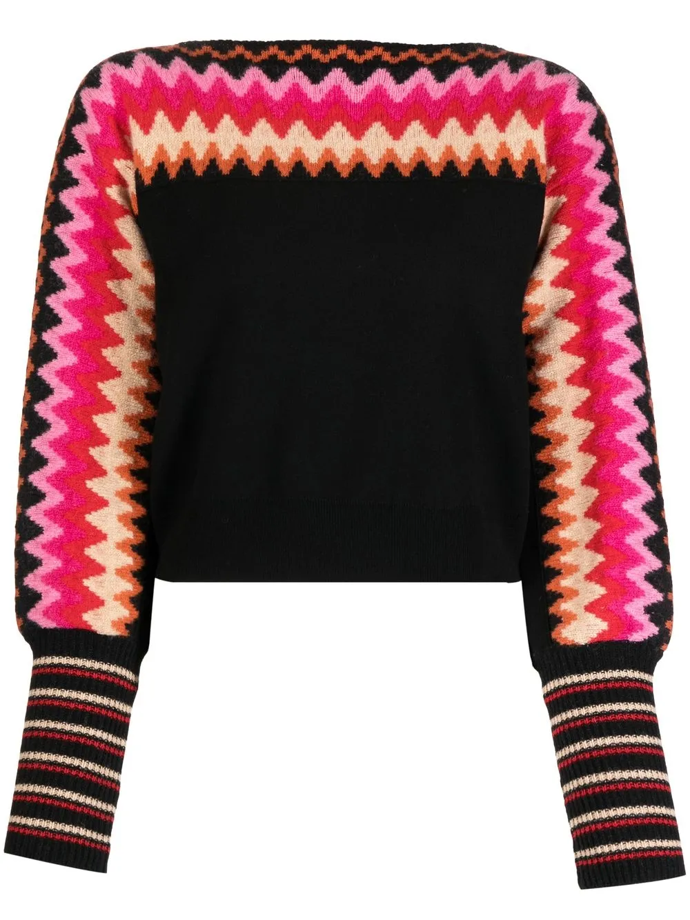 

Temperley London chevron-print knit jumper - Black