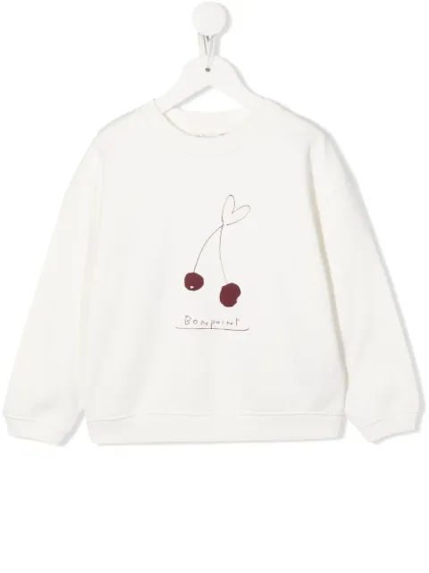 Sweat-shirt en coton mélangé à logo en beige – Bonpoint