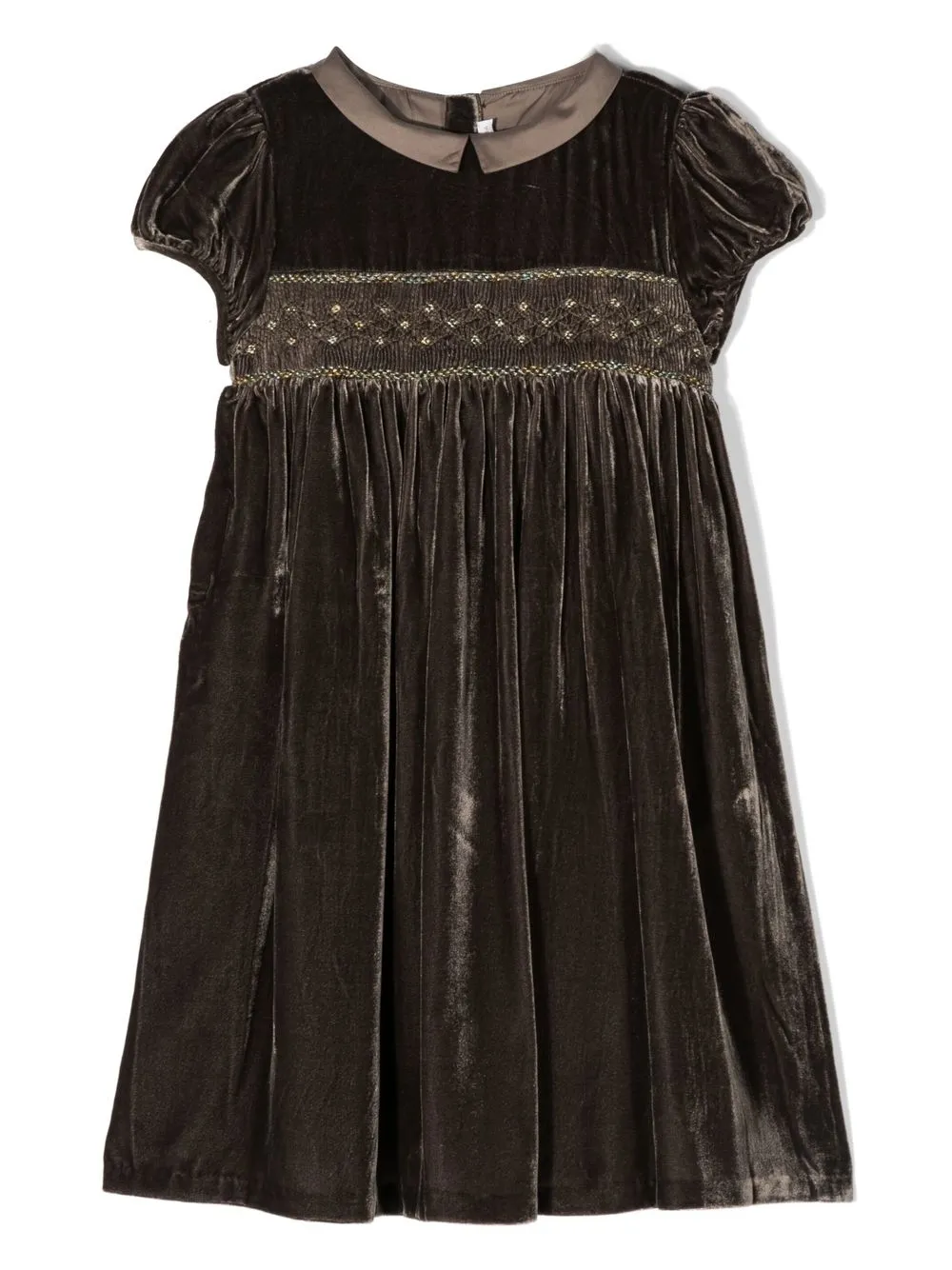 

Bonpoint velvet embroidered dress - Brown
