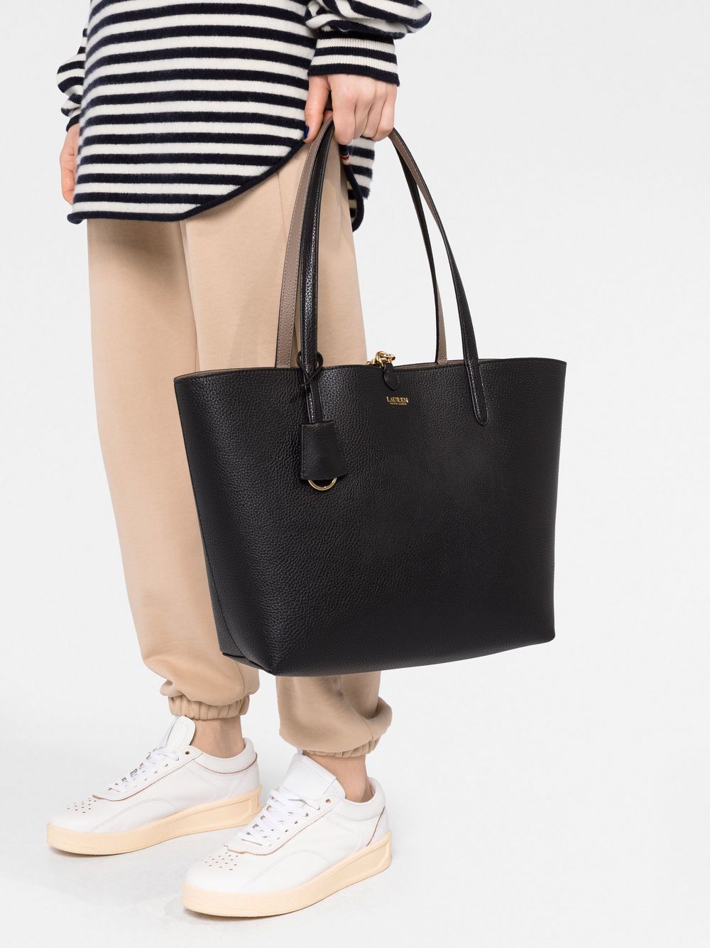 Shop Lauren Ralph Lauren Faux-leather Tote Bag In Black