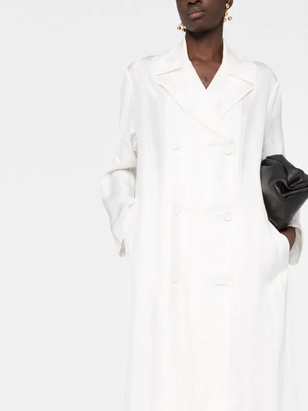 White satin trench coat clearance