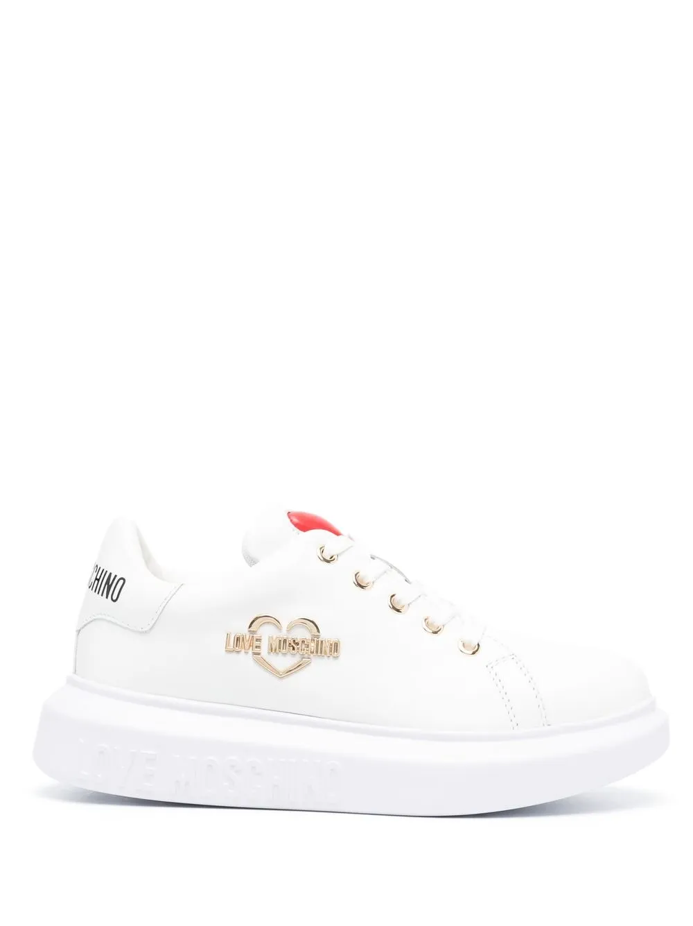 

Love Moschino tenis bajos con suela gruesa - Blanco