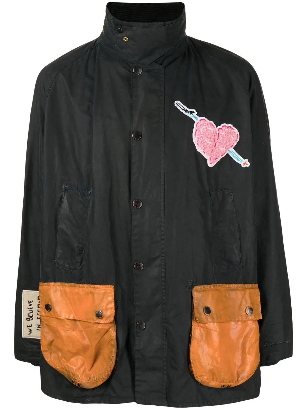 

Barbour heart-patch wax jacket - Black