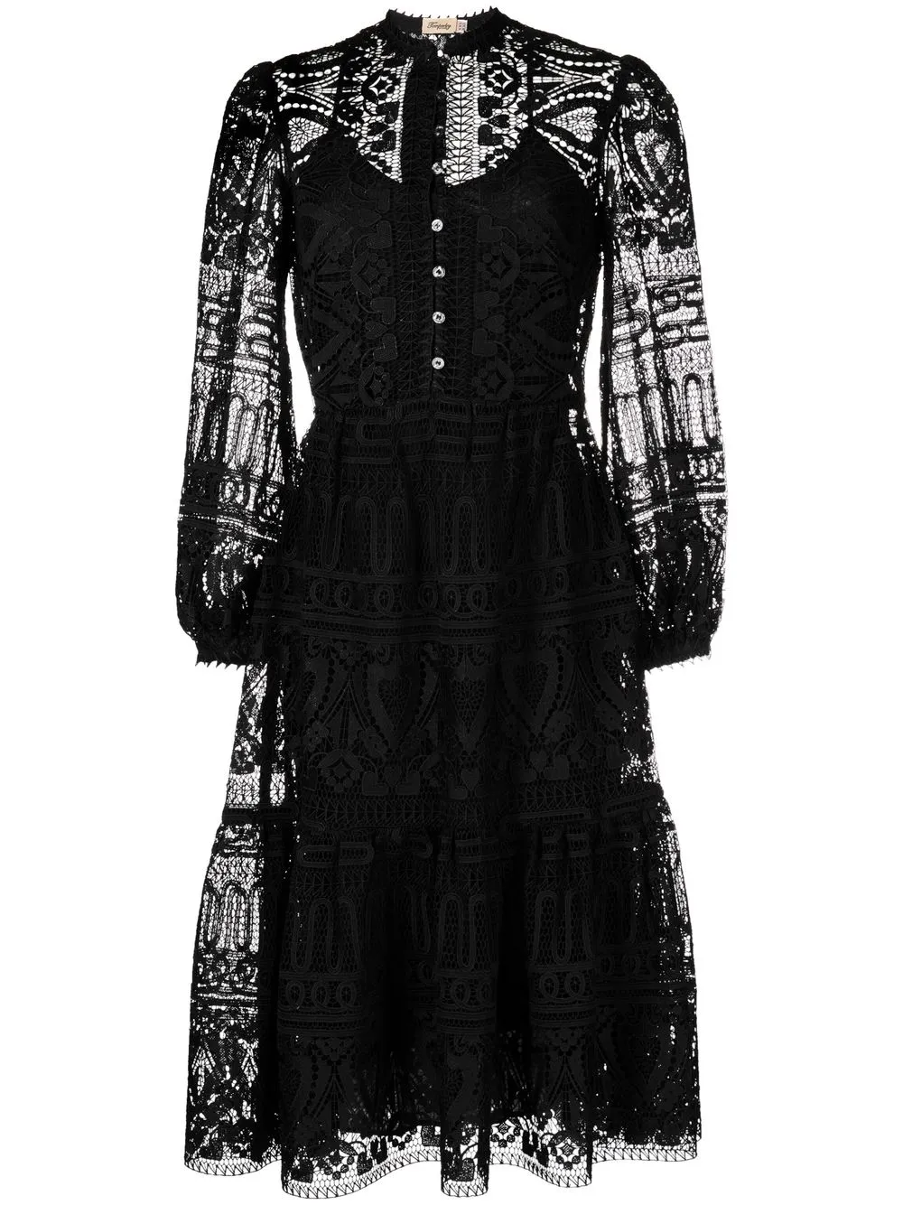 

Temperley London vestido midi Jesse acampanado - Negro