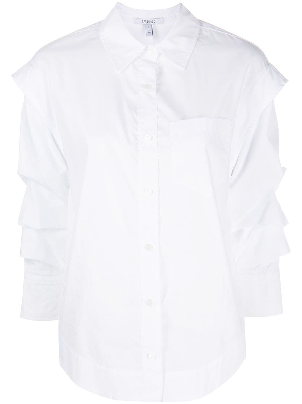 

Derek Lam 10 Crosby camisa Marley con manga fruncida - Blanco