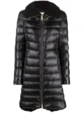 Herno knitted-collar padded coat - Black