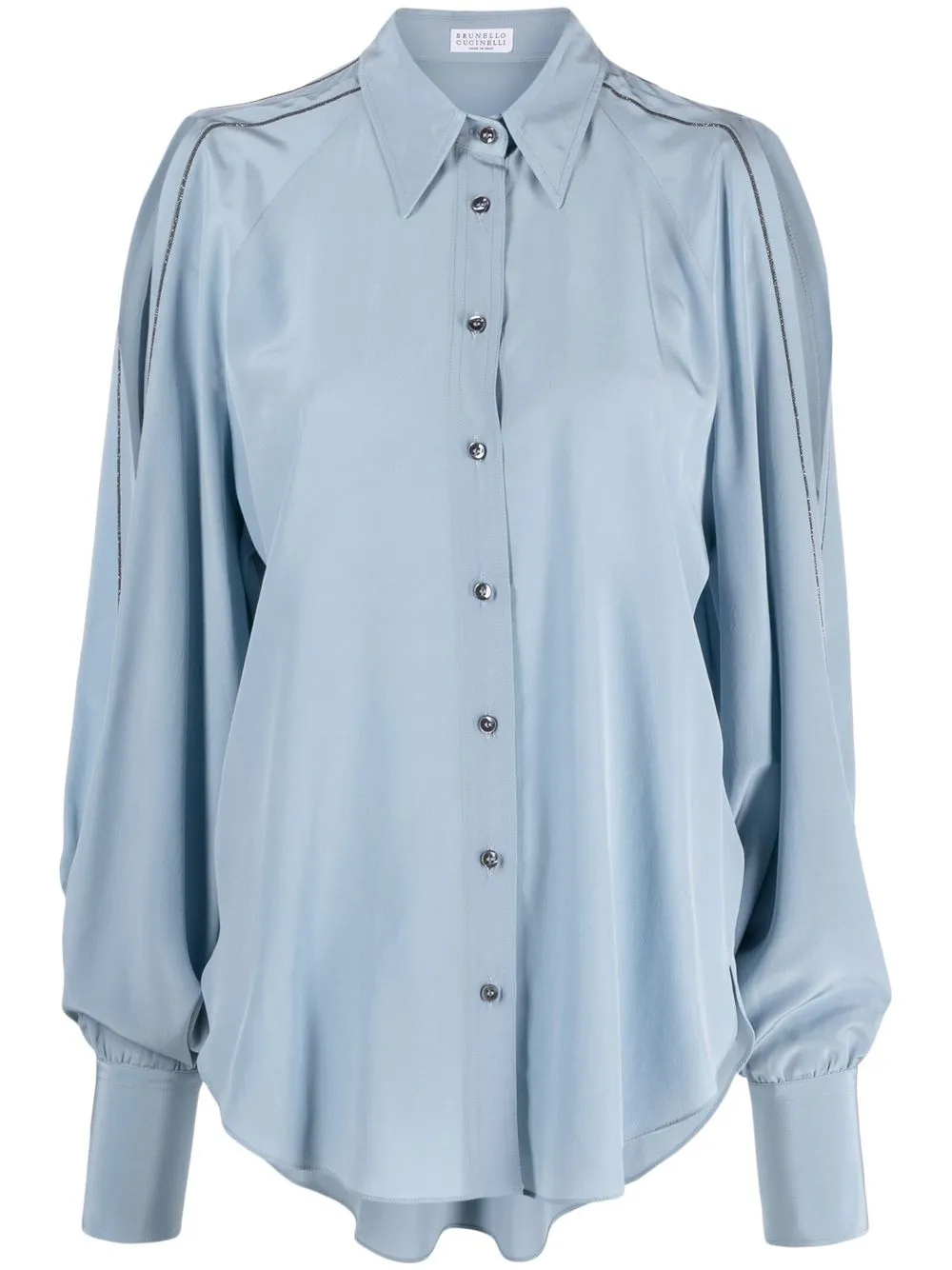 

Brunello Cucinelli cut-out sleeves silk shirt - Blue