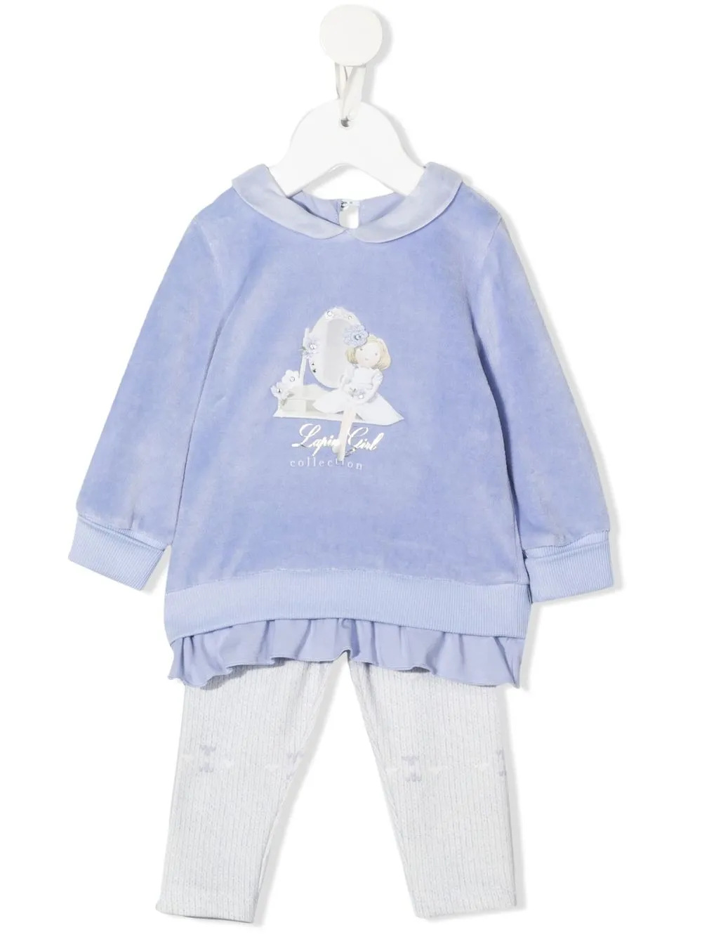 

Lapin House velvet ruffled-trim tracksuit - Blue