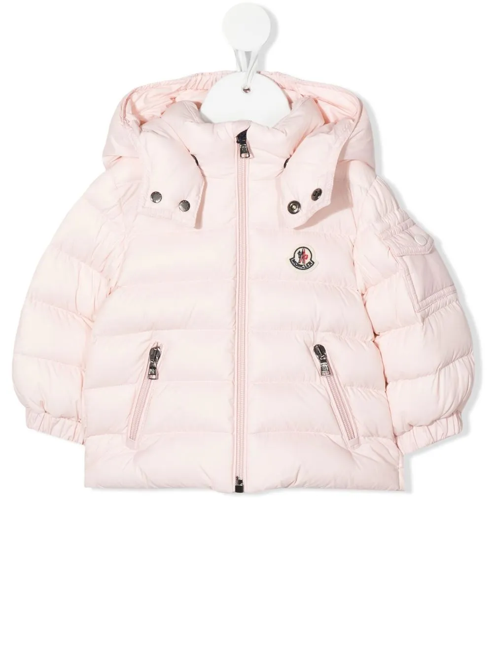 

Moncler Enfant chamarra capitonada con parche del logo - Rosado