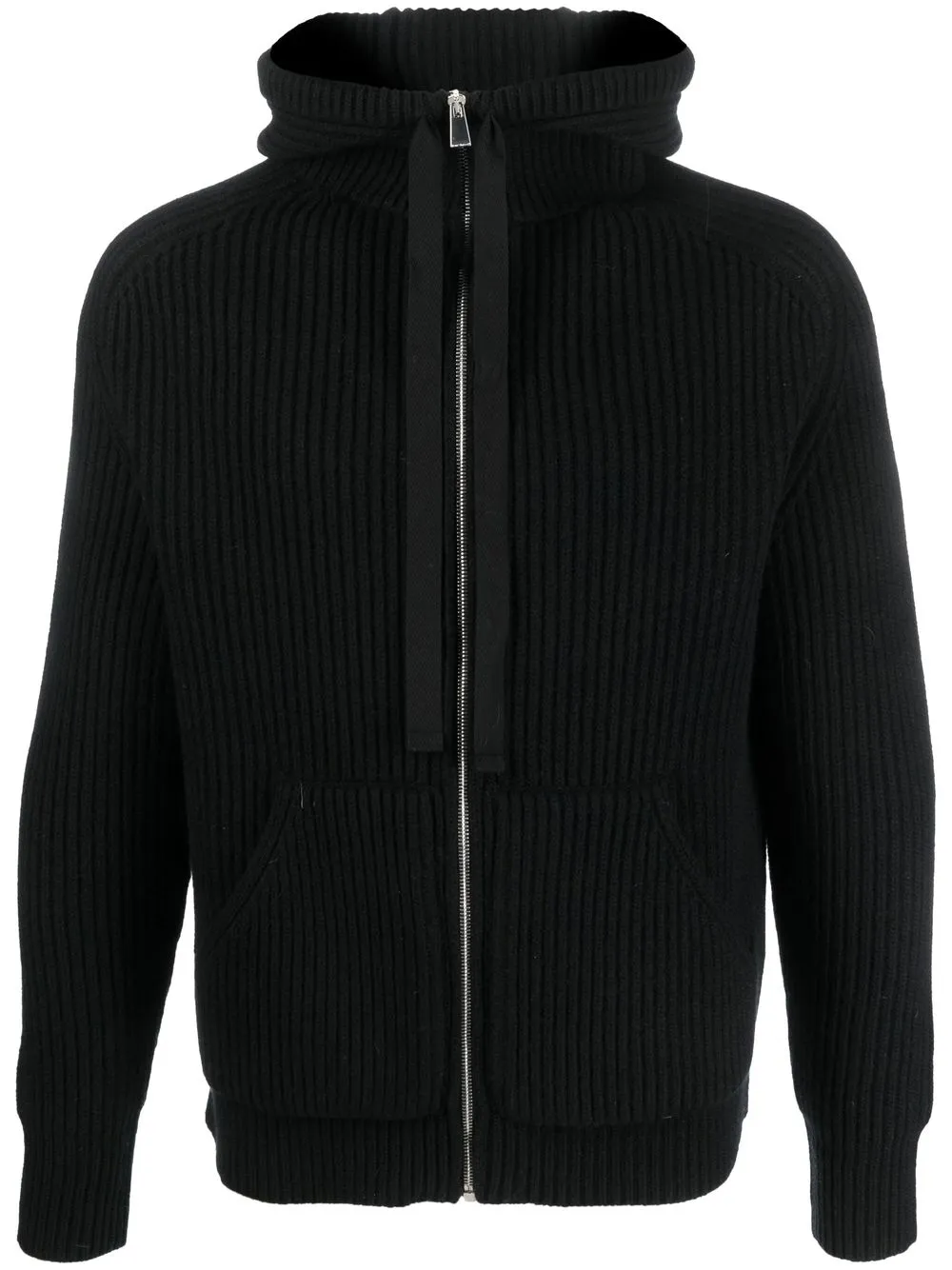 

There Was One zip-up ribbed-knit hoodie - Black