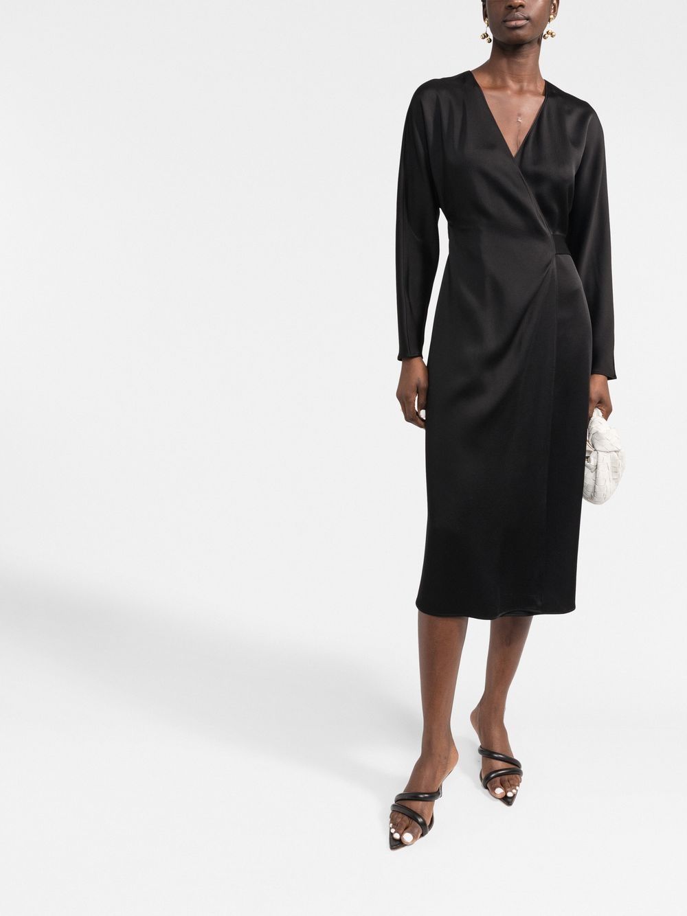 Shop There Was One V-neck Satin Wrap Dress In Black