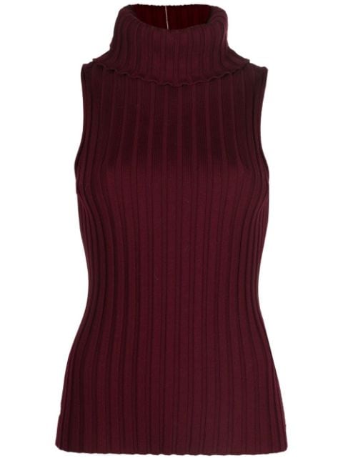 There Was One roll-neck sleeveless ribbed-knit top