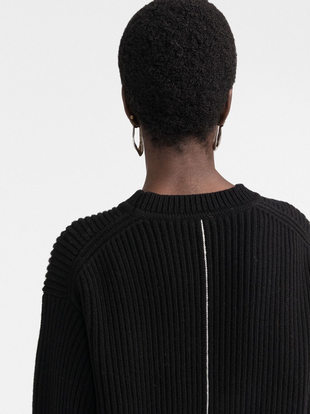 Shop There Was One Drop-shoulder Ribbed Jumper In Black