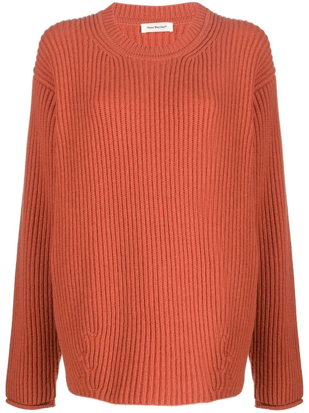 There Was One Drop-shoulder Ribbed Jumper In Orange