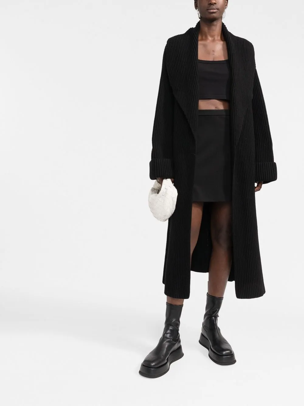 There Was One ribbed-knit Belted cardi-coat | Black | FARFETCH