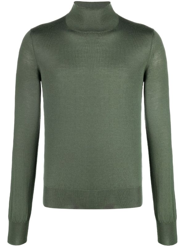 mens green roll neck jumper